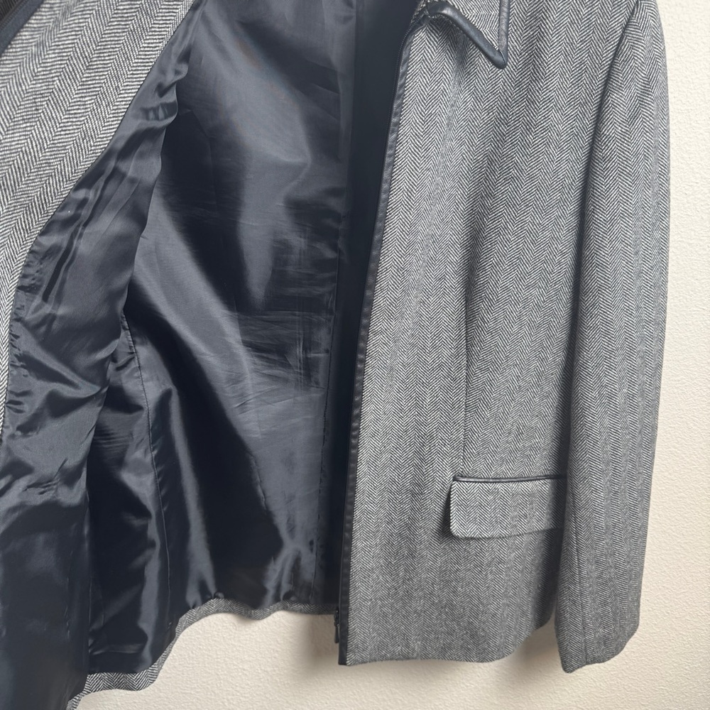 Talbots Gray 100% Wool Zip Front Blazer Size 10 - Picture 9 of 10